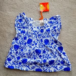 Masala Baby Zuri Top Anna Floral Blue